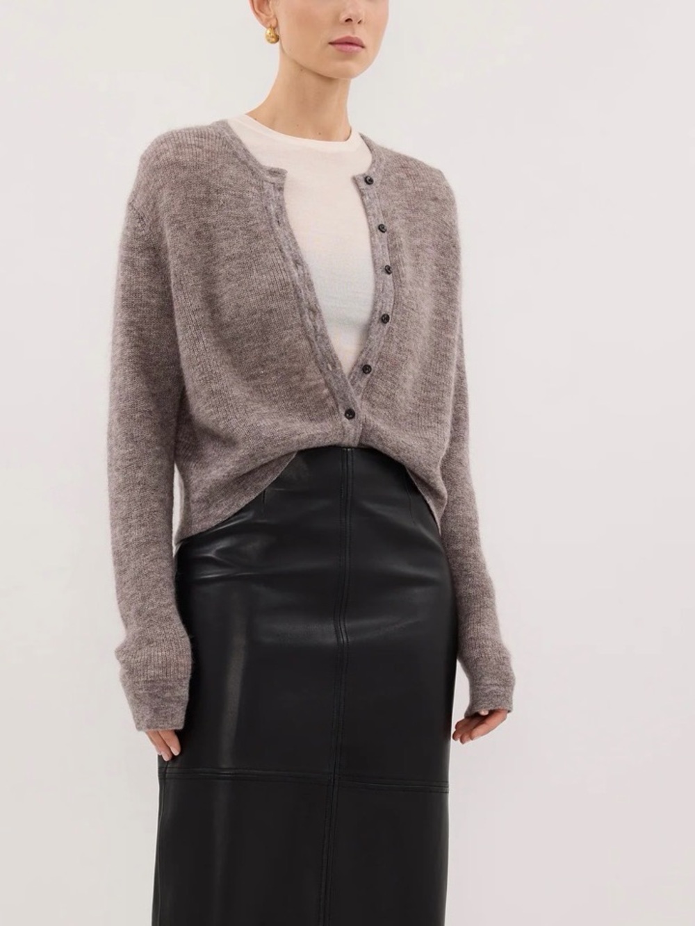 Onyx taupe marle knit cardigan